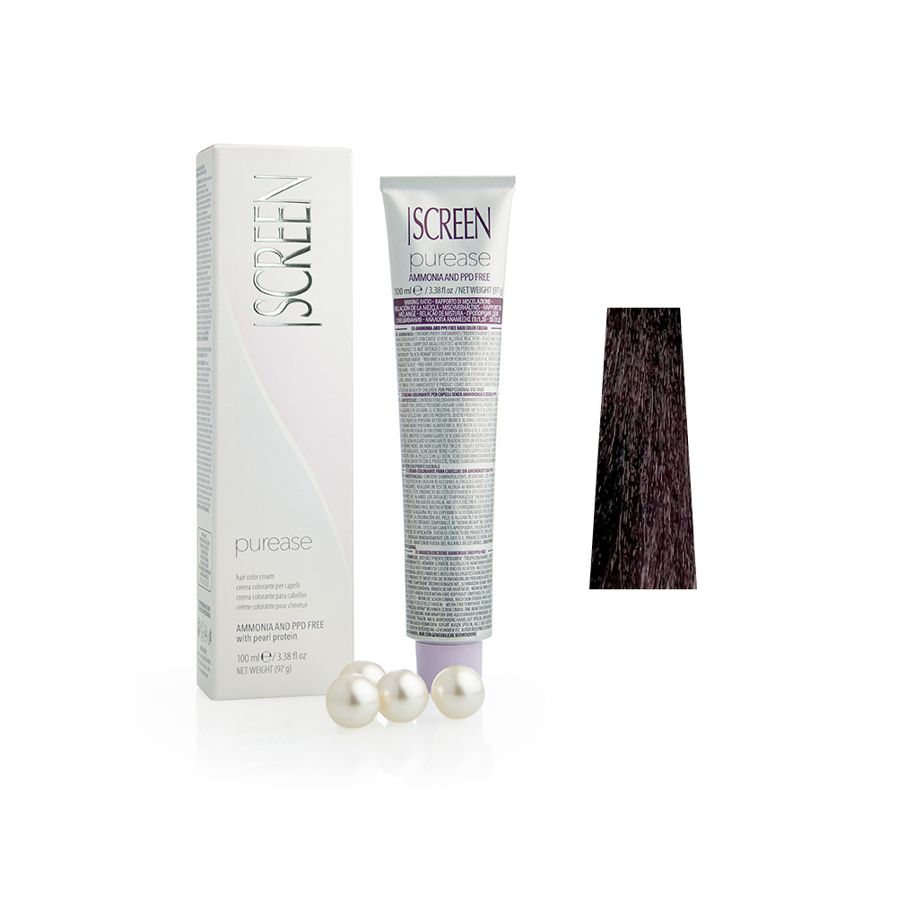 Крем-фарба без аміаку з протеїнами перлів SCREEN Purease 3V (3.2) Violet Dark Brown, 100 ml - 1